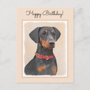 Tysk Pinscher Painting - Cute Original Hund Art Vykort