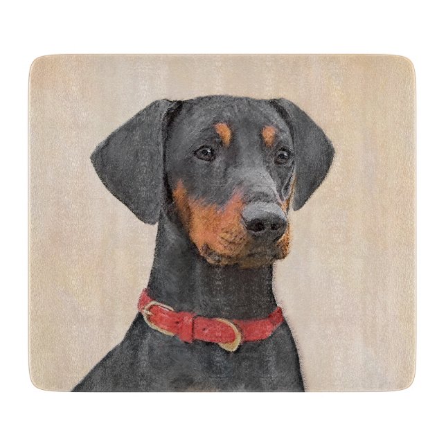 Tysk Pinscher Painting Original Animal Art Art (Framsidan)