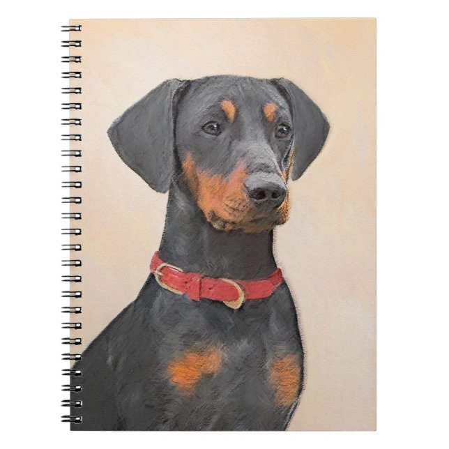 Tysk Pinscher Painting Original Animal Art Art Anteckningsbok (Framsidan)