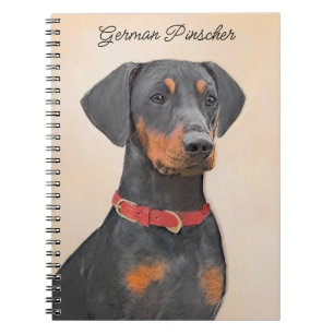 Tysk Pinscher Painting Original Animal Art Art Anteckningsbok