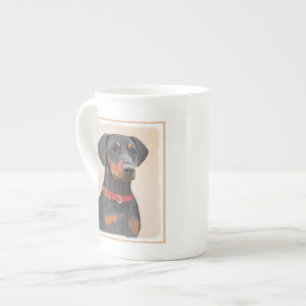 Tysk Pinscher Painting Original Animal Art Art Benporslin Mugg
