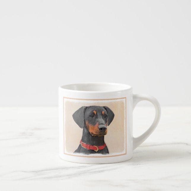 Tysk Pinscher Painting Original Animal Art Art Espressomugg (Höger)
