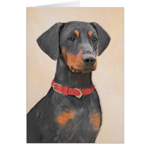 Tysk Pinscher Painting Original Animal Art Art Hälsningskort