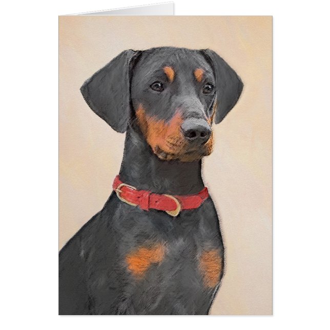 Tysk Pinscher Painting Original Animal Art Art Hälsningskort (Framsidan)