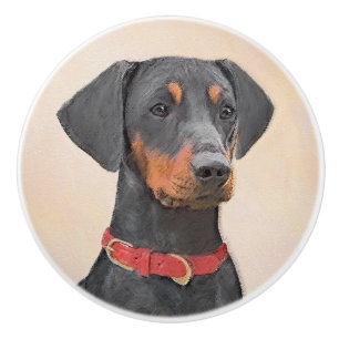 Tysk Pinscher Painting Original Animal Art Art Knopp