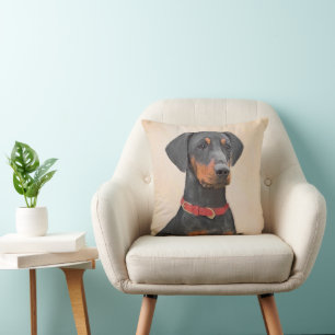 Tysk Pinscher Painting Original Animal Art Art Kudde