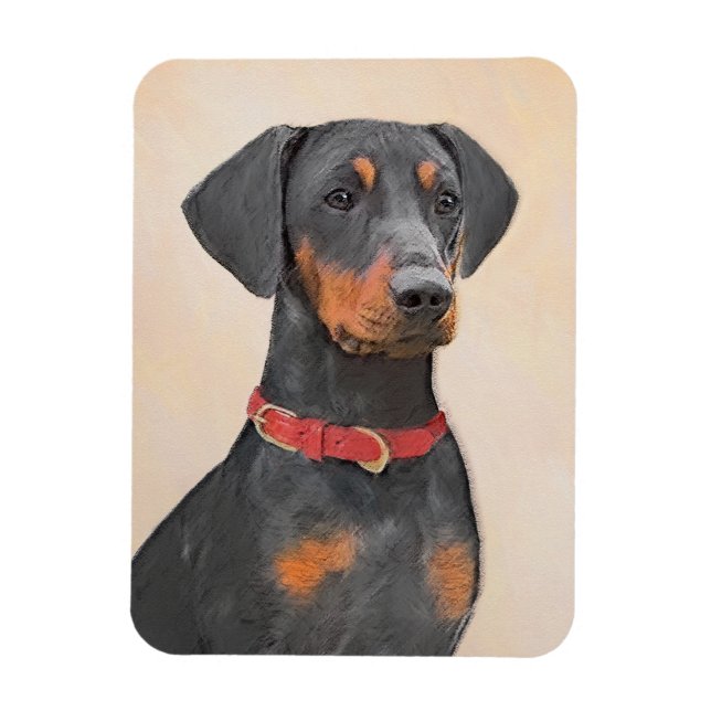 Tysk Pinscher Painting Original Animal Art Art Magnet (Vertikal)
