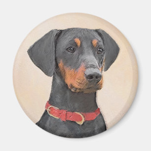 Tysk Pinscher Painting Original Animal Art Art Magnet