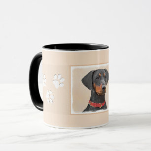 Tysk Pinscher Painting Original Animal Art Art Mugg