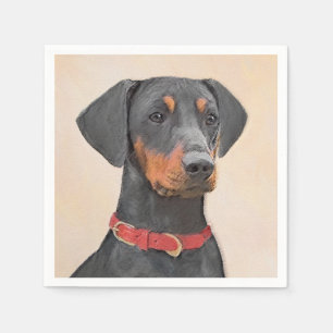 Tysk Pinscher Painting Original Animal Art Art Pappersservett
