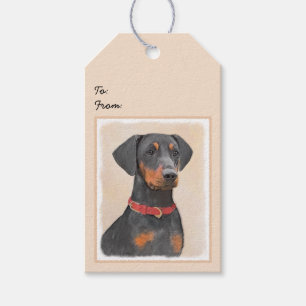Tysk Pinscher Painting Original Animal Art Art Presentetikett