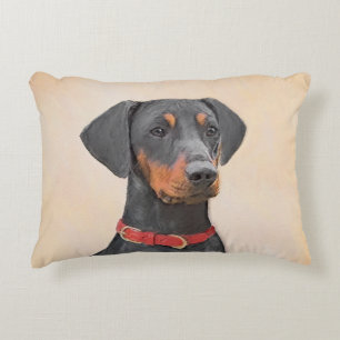 Tysk Pinscher Painting Original Animal Art Art Prydnadskudde