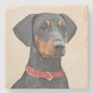 Tysk Pinscher Painting Original Animal Art Art Stenunderlägg