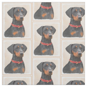 Tysk Pinscher Painting Original Animal Art Art Tyg
