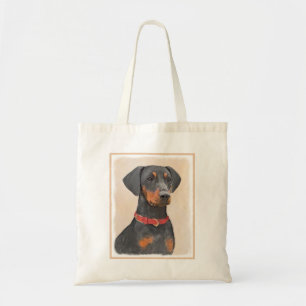 Tysk Pinscher Painting Original Animal Art Art Tygkasse