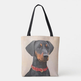 Tysk Pinscher Painting Original Animal Art Art Tygkasse