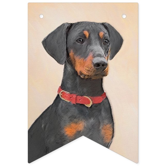 Tysk Pinscher Painting Original Animal Art Art Vimplar (Första flaggan)