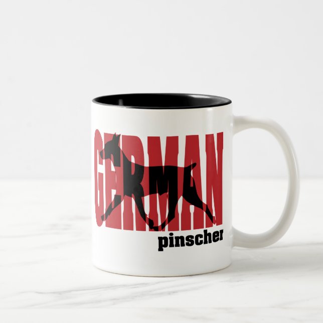 Tysk PinscherSilhouetteflytta Två-Tonad Mugg (Höger)