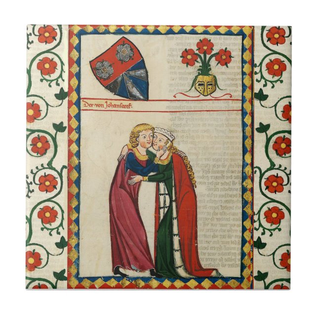 TYSK POET,HANS BEAUTIFUL DAM,MEDIEVAL MINIATURE KAKELPLATTA (Framsidan)
