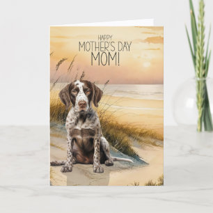 Tysk Pointer Hund Solnedgång Strand Mors Dag Helgkort