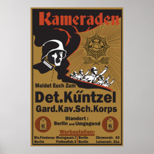 Tysk rekreation Kameraden för affisch WW1