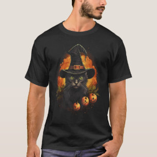 Tysk Rex Katt Halloween Kostym Häxa Hatt Pumpa T Shirt