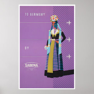 Tysk Sabena Airlines Konst Tyskland Resa Poster
