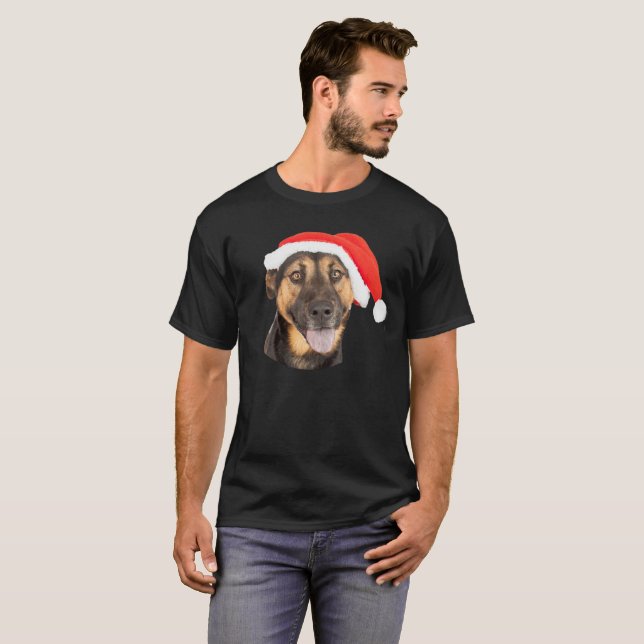 Tysk Santa för herdehundjul hatt T-shirt (Hel framsida)