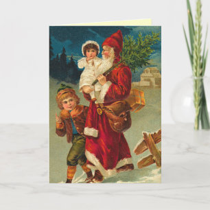 Tysk Santa för vintage julkort Helgkort