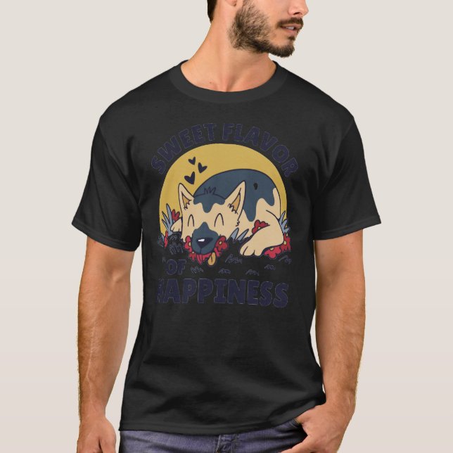 Tysk schackherde Hund Sötblomma av lycka T Shirt (Framsida)