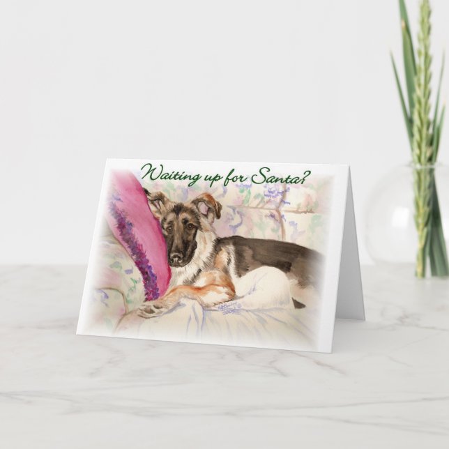 Tysk schackherde "Väntar på tomten" Helgkort (Framsida)