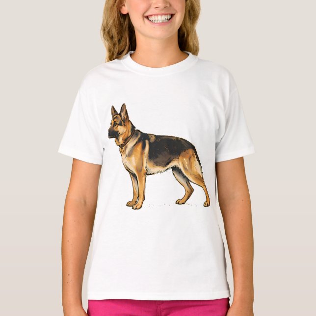 Tysk Schäfer Double-Sided Kastkudde T Shirt (Framsida)