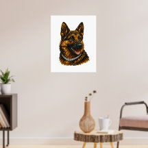 Tysk Schäfer Gemstone Mosaik Lyx