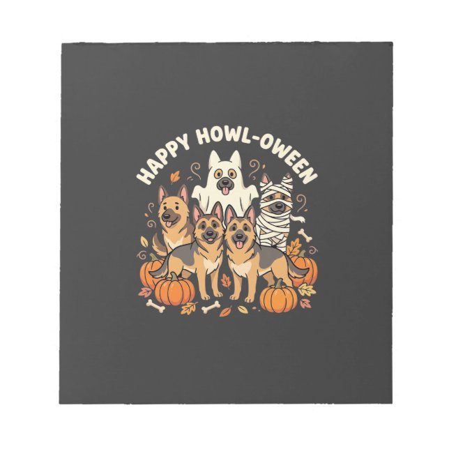 Tysk Schäfer Ghost Halloween Howl-Oween Design_ Anteckningsblock (Framsida)