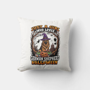 Tysk Schäfer Halloween Hund Häxa Hatt Pumpa_1 Kudde