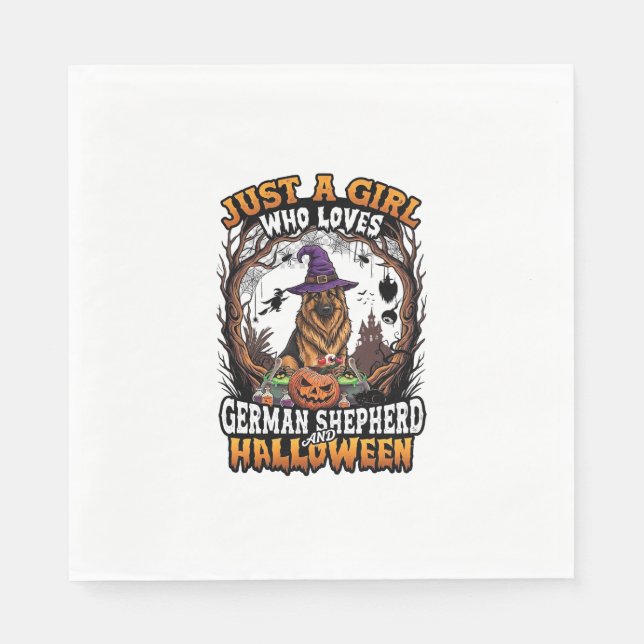 Tysk Schäfer Halloween Hund Häxa Hatt Pumpa_1 Pappersservett (Framsidan)