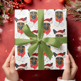 Tysk Schäfer Jul Akvarell Hundraser Presentpapper