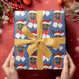 Tysk Schäfer Jul Vattenfärg Hundraser Presentpapper