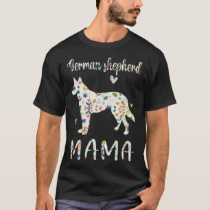 Tysk Schäfer Mama Blommig Hund Mamma Kärlek T Shirt