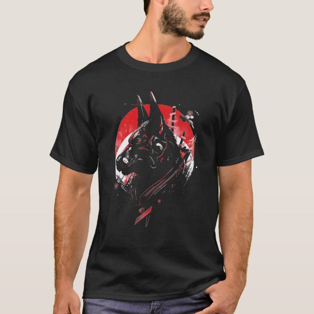 Tysk Schäfer Ninja Samuraj Japansk Transformat T Shirt (Framsida)