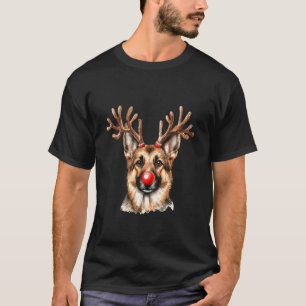 Tysk Schäfer Ren Julbelysning Hund Kärlek T Shirt
