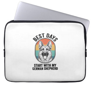 Tysk Schäfer Retro Art Vintage Hundälskare Design Laptop Fodral