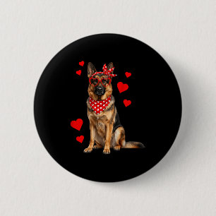 Tysk schäfer Valentine dag Hund Älskare Hjärta Knapp