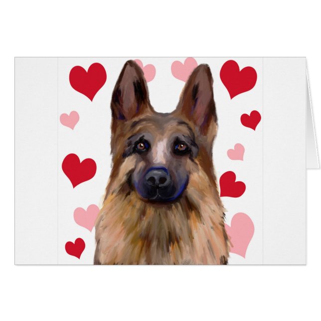 Tysk Schäfer Valentine Hälsningskort (Framsidan Horizontal)