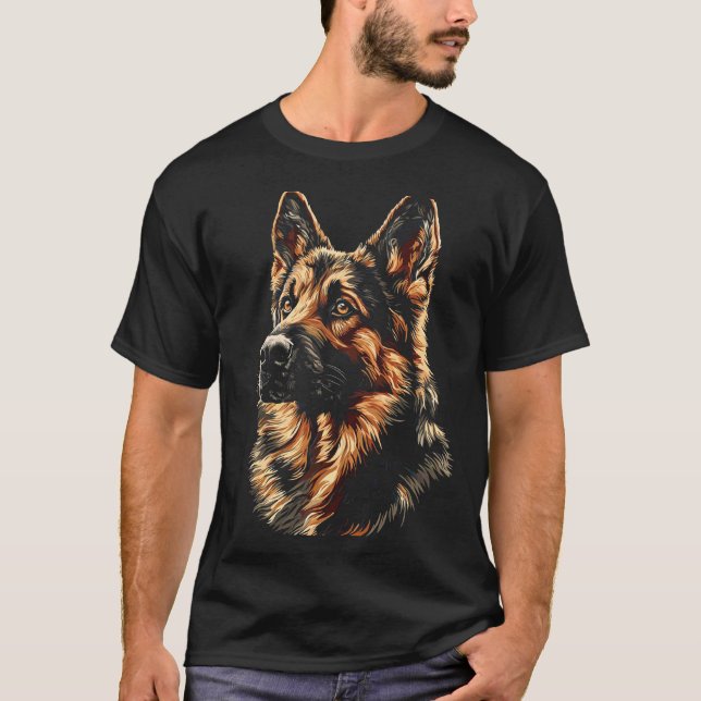 Tysk Schäfer Vektor T Shirt (Framsida)