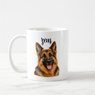 Tysk Schäfer Zeus Namndesign Stark Hund Mugg