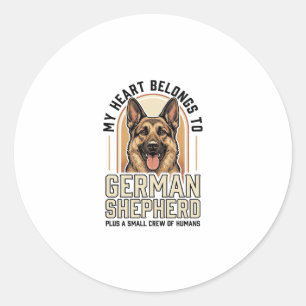 Tysk schäferälskare Vintage-gravering Rolig hund Runt Klistermärke