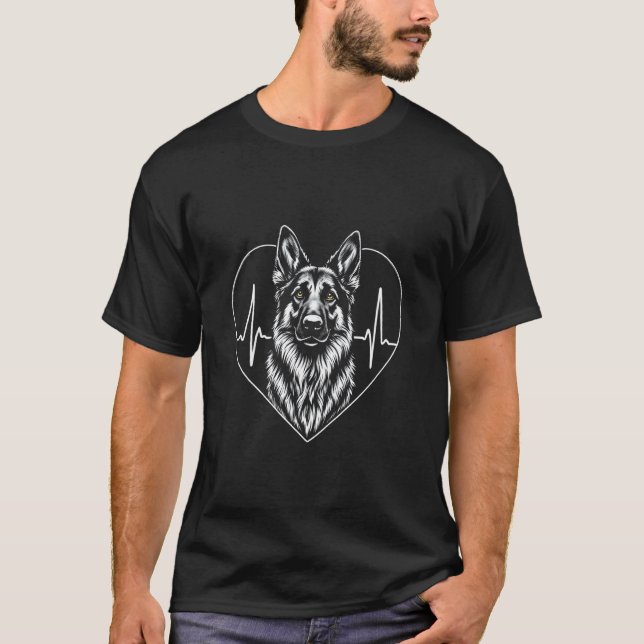Tysk Schäferhjärta T Shirt (Framsida)