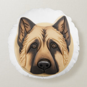 Tysk Schäferhund 3D Inspirerad Rund Kudde