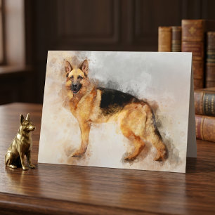 Tysk schäferhund akvarellkonsttryck tack kort